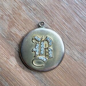 Gold Monogrammed Pendant with Rhinestones